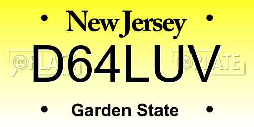 D64LUV New Jersey License Plate