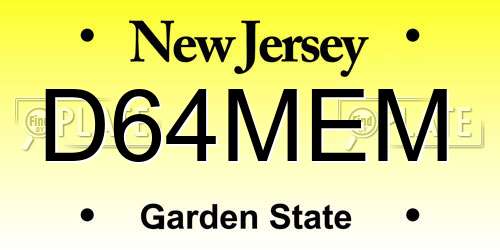 D64MEM New Jersey License Plate