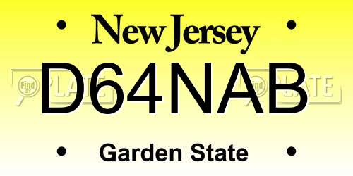 D64NAB New Jersey License Plate