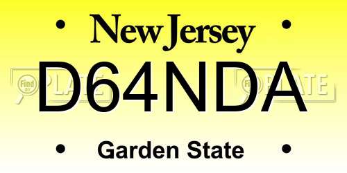 D64NDA New Jersey License Plate