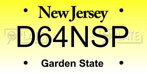 D64NSP New Jersey License Plate