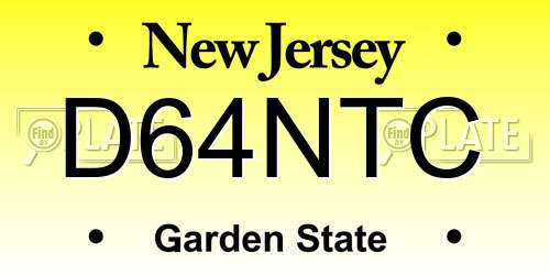 D64NTC New Jersey License Plate