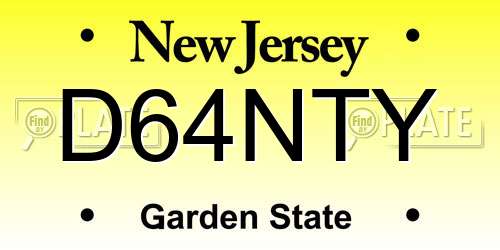 D64NTY New Jersey License Plate