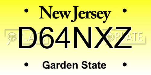 D64NXZ New Jersey License Plate