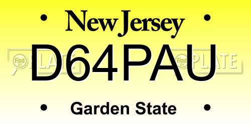 D64PAU New Jersey License Plate