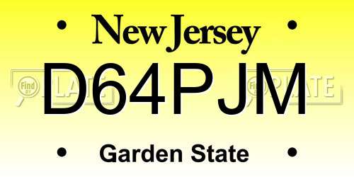 D64PJM New Jersey License Plate