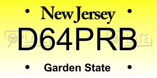 D64PRB New Jersey License Plate
