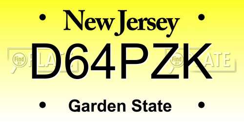 D64PZK New Jersey License Plate