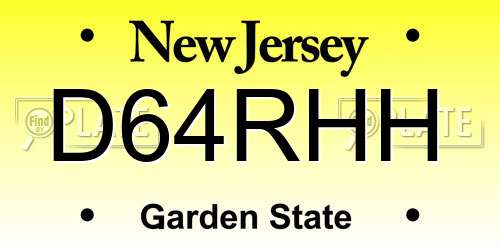 D64RHH New Jersey License Plate