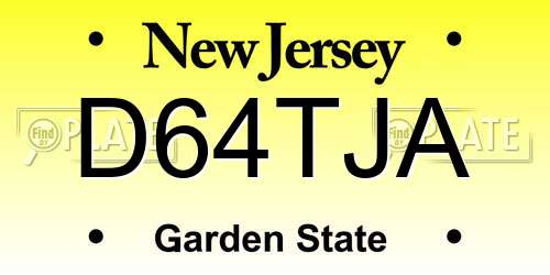 D64TJA New Jersey License Plate