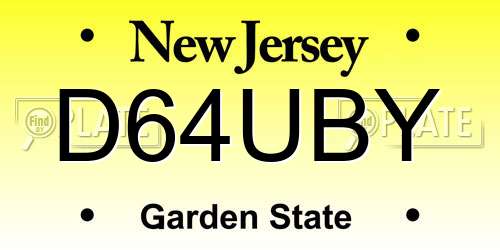 D64UBY New Jersey License Plate