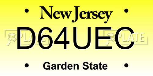 D64UEC New Jersey License Plate