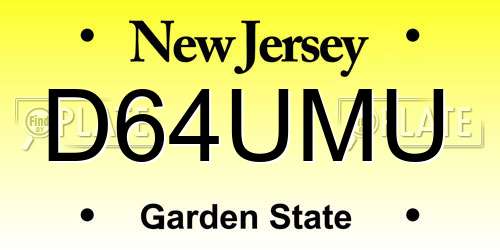 D64UMU New Jersey License Plate