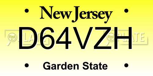 D64VZH New Jersey License Plate