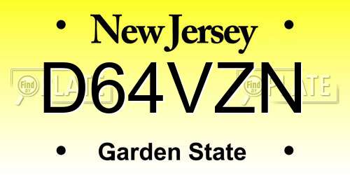 D64VZN New Jersey License Plate
