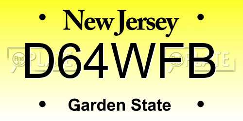 D64WFB New Jersey License Plate