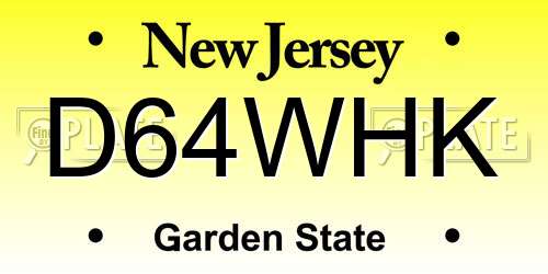 D64WHK New Jersey License Plate