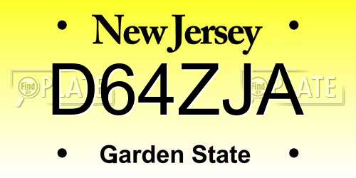 D64ZJA New Jersey License Plate