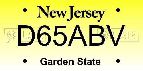 D65ABV New Jersey License Plate