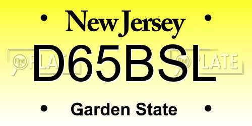 D65BSL New Jersey License Plate