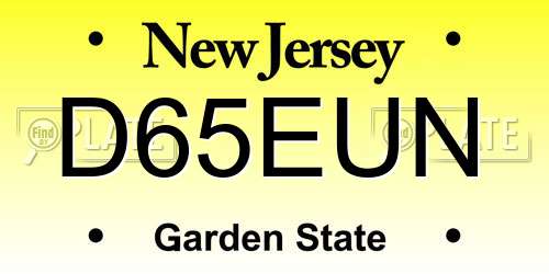 D65EUN New Jersey License Plate