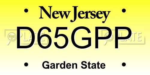 D65GPP New Jersey License Plate