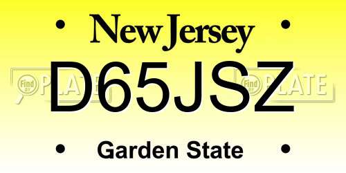 D65JSZ New Jersey License Plate