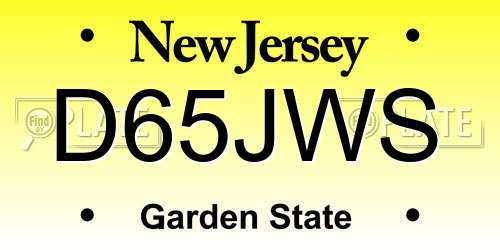 D65JWS New Jersey License Plate