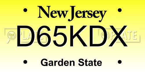 D65KDX New Jersey License Plate
