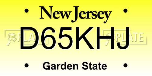 D65KHJ New Jersey License Plate