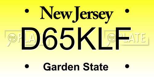 D65KLF New Jersey License Plate