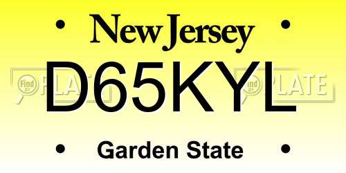 D65KYL New Jersey License Plate
