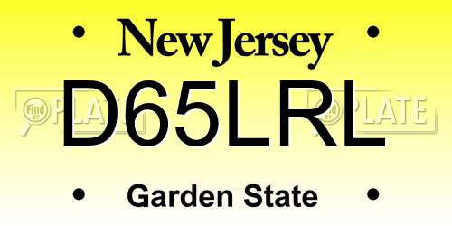 D65LRL New Jersey License Plate