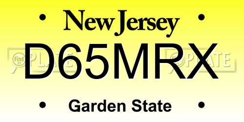 D65MRX New Jersey License Plate