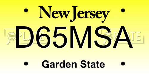 D65MSA New Jersey License Plate