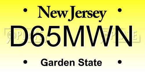 D65MWN New Jersey License Plate