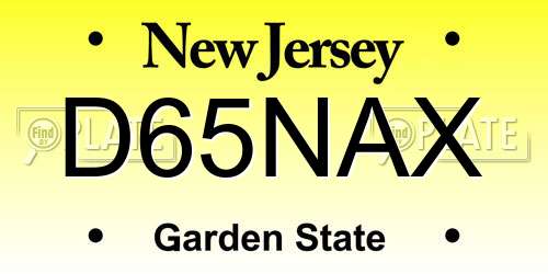 D65NAX New Jersey License Plate
