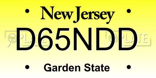 D65NDD New Jersey License Plate