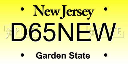 D65NEW New Jersey License Plate