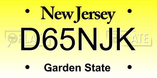 D65NJK New Jersey License Plate