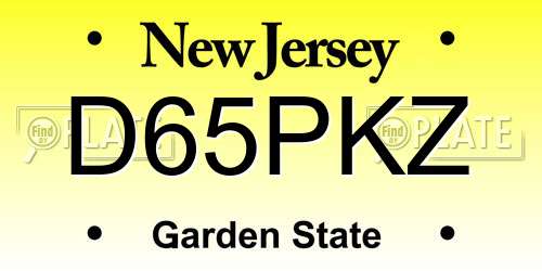 D65PKZ New Jersey License Plate