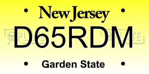 D65RDM New Jersey License Plate