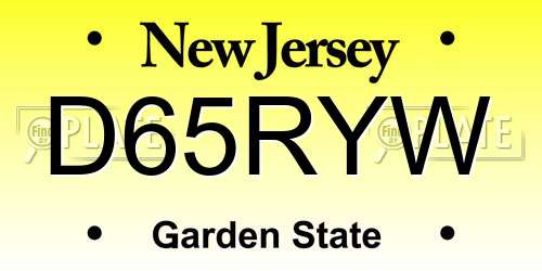 D65RYW New Jersey License Plate