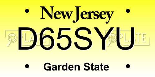 D65SYU New Jersey License Plate
