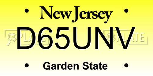 D65UNV New Jersey License Plate