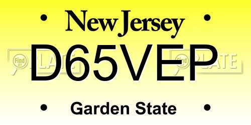 D65VEP New Jersey License Plate