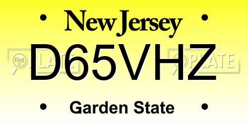 D65VHZ New Jersey License Plate