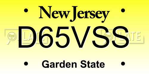 D65VSS New Jersey License Plate