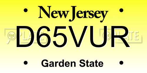 D65VUR New Jersey License Plate
