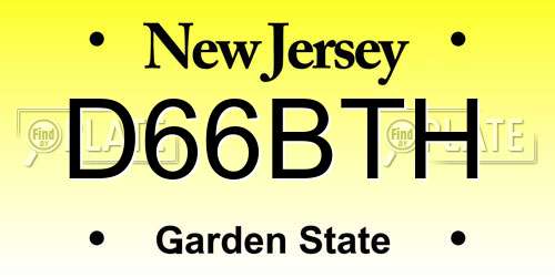 D66BTH New Jersey License Plate